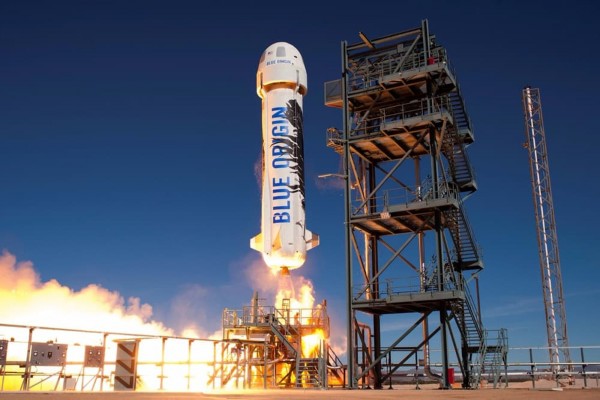 The recent flight and landing of the reusable New Shepard rocket was intended to test its engines ability to restart quickly at high thrust. Image via Blue Origin. 