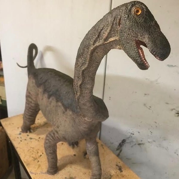 Life-sized sculpture depicting how a baby Rapetosaurus might have looked in real life.  Aw! Image via Kristi Curry Rogers.