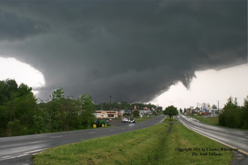 Image of a strong tornado near Arab, Alabama, part of the outbreak on April 27, 2011. Image via Charles Whisenant/NSF