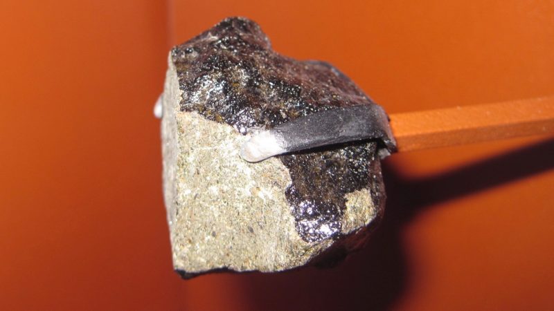 Nakhla meteorite specimen at the American Museum of Natural History, NY. Nakhla fell in Egypt in 1911.