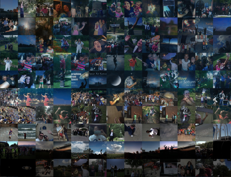 Many tiny square photos mostly of active, smiling people.