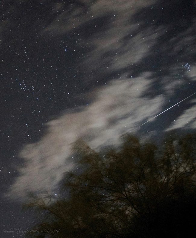 Kelly Dreller in Lake Havasu City, Arizona caught this meteor in late July.