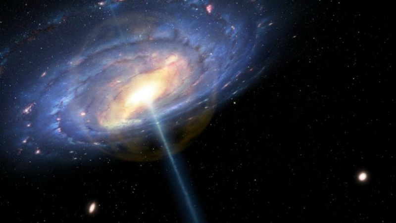 This artist's impression shows the Milky Way as it may have appeared 6 million years ago during a 