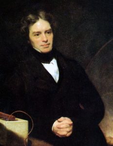 Michael Faraday painted by Thomas Philips, 1842, via Wikimedia Commons.