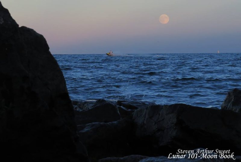 Harvest Moon from Port Credit, Ontario. Image via Lunar 101-Moon  Book