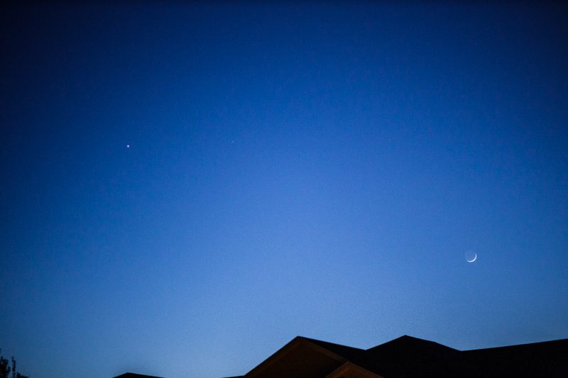 Linda Carlson caught Venus (far left), Saturn and the waxing crescent moon on November 1, 2016 from Orlando, Florida.