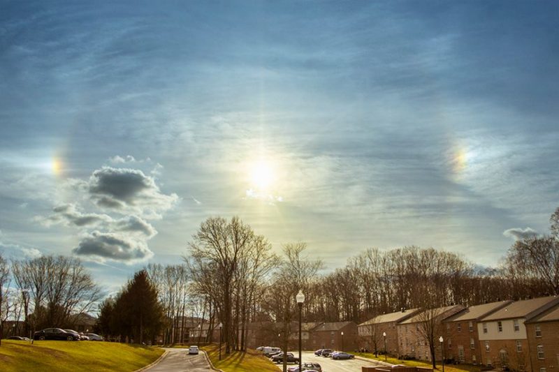 Halo around the sun with sun dogs nearby.