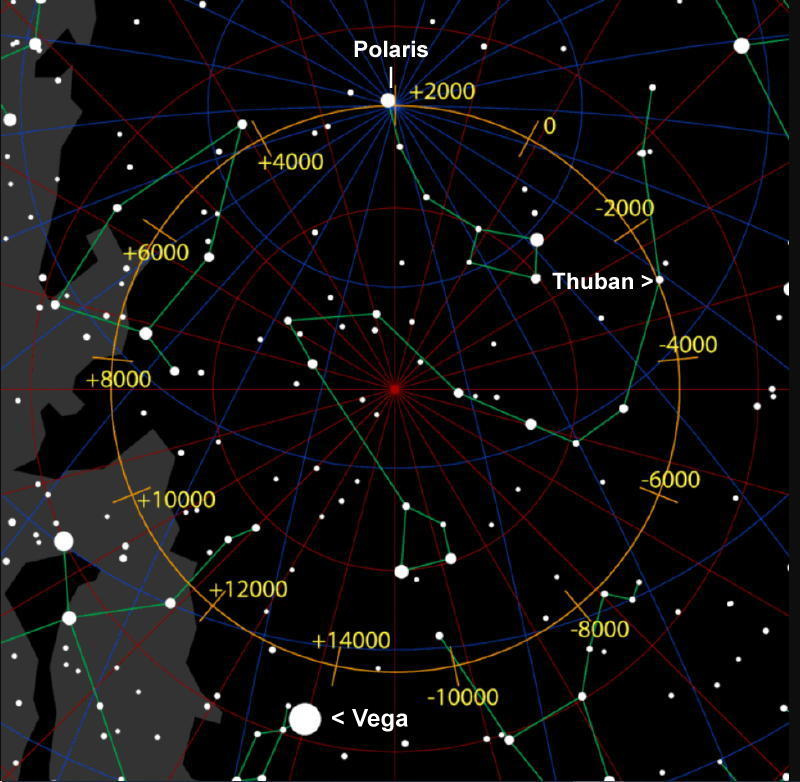 Star chart showing a circle around a red dot and some constellations.