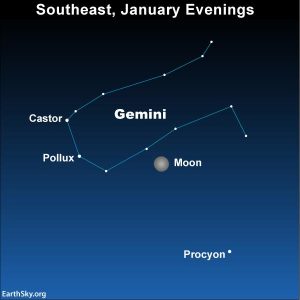 Moon near Castor and Pollux January 29 | Sky Archive | EarthSky