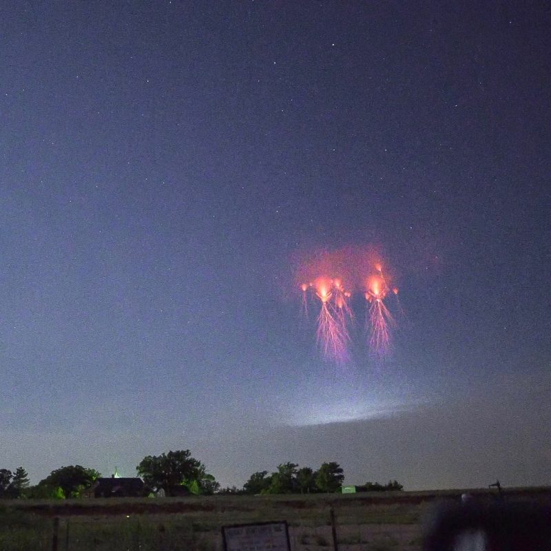 Lightning sprite over Oklahoma. My Best srite lightning capture to date, said photographer Paul Smith.
