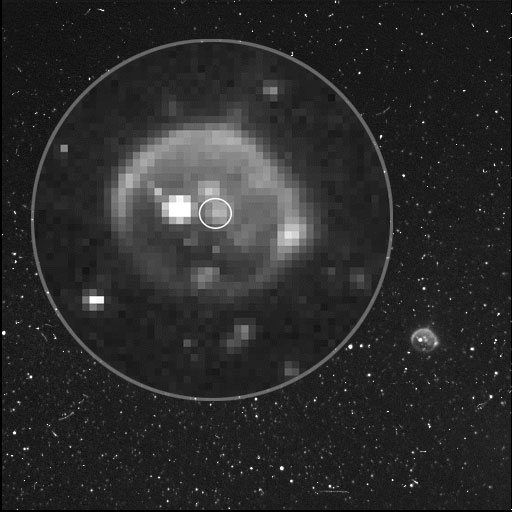 Fuzzy image of volcanic eruptions on Io.