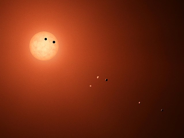 Seven small planets orbiting close to their star.