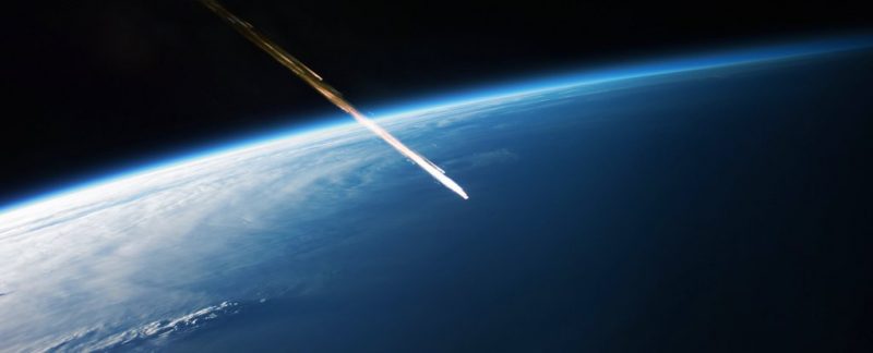 Meteor burning up in Earth's atmosphere, seen from orbit.