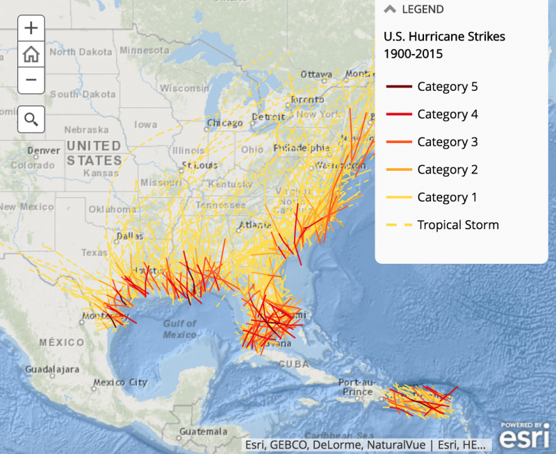 east coast storm map Historical Hurricane Tracks Today S Image Earthsky east coast storm map