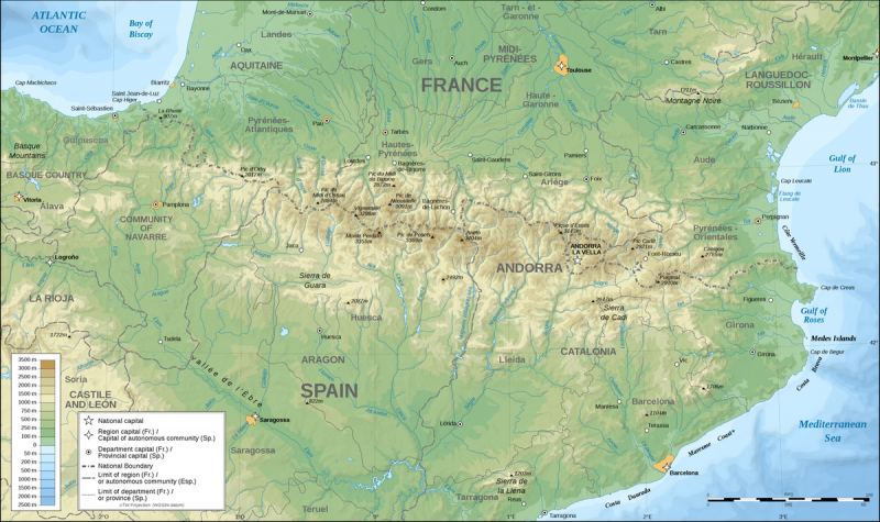 Pyrenees Mountains Map Pyrenees Mountains Map