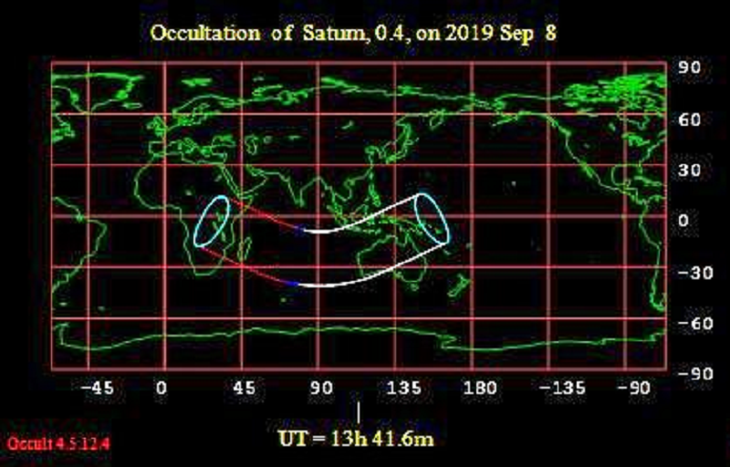 Worldwide map of Saturn occultation