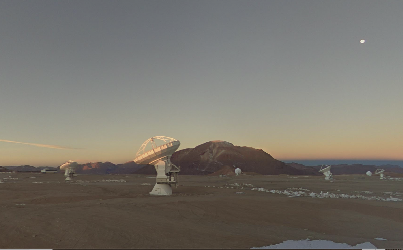 Radio dishes on a high plain in the Chilean Andes.