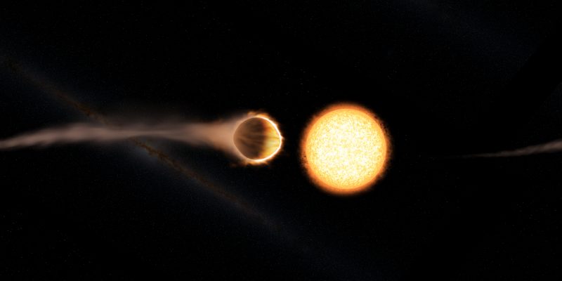 Atmosphere of giant planet streaming into space.