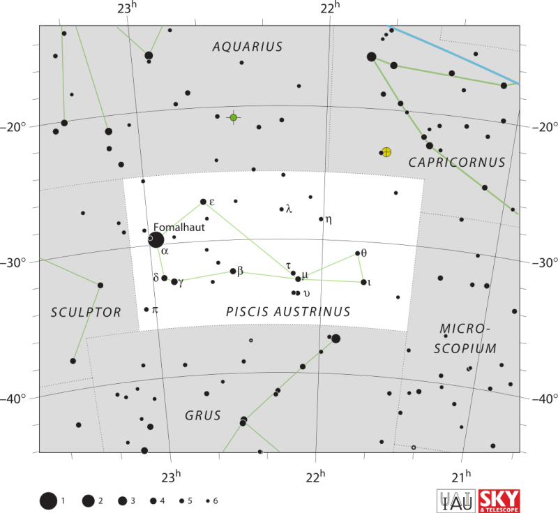 A gray, black, and white star chart (with stars represented as black dots).