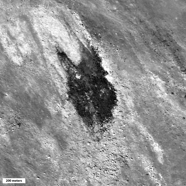 Stunning view inside a young moon crater
