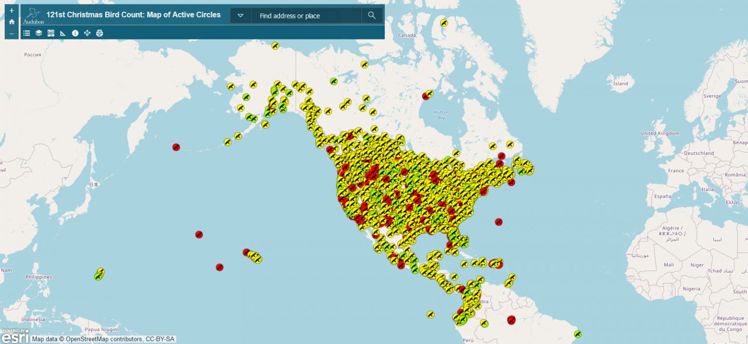 2022 Christmas Bird Count Circle Locations Audubon's Christmas Bird Count starts December 14th Earth EarthSky