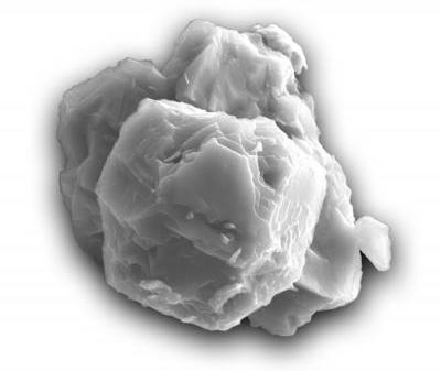 Clump of gray-colored grains on white background.