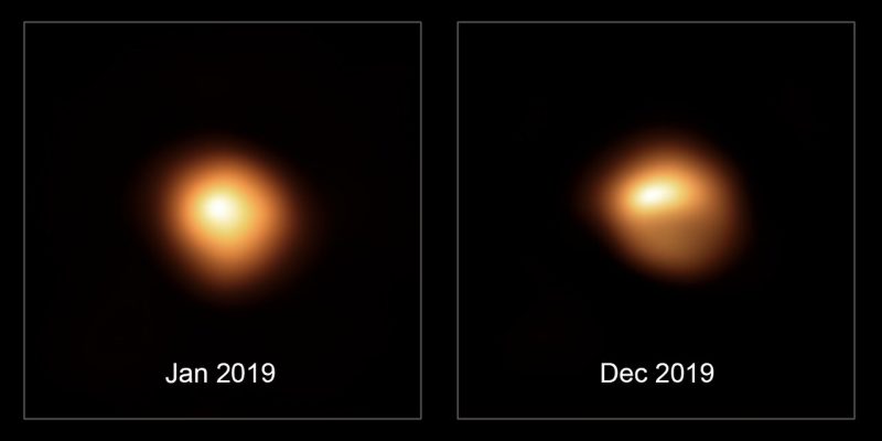 Round orange sphere next to squashed-looking darker orange spheroid.