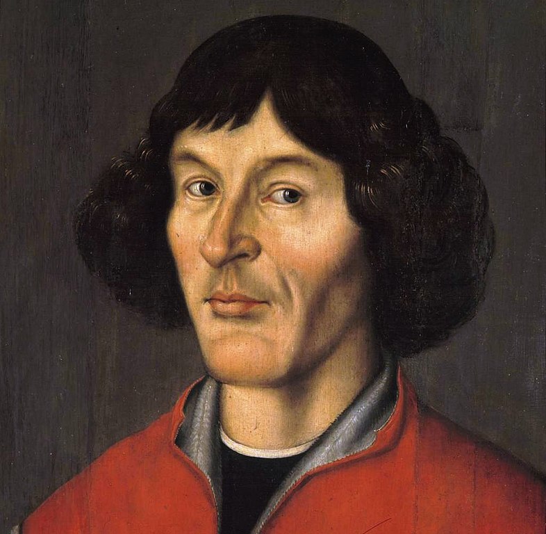 Nicolaus Copernicus: Man with chin-length dark hair and long angular face.