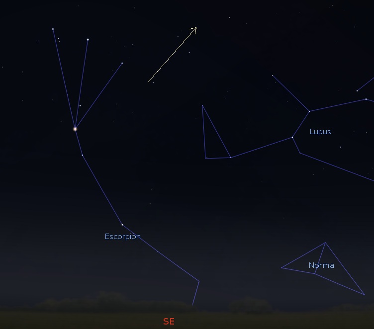 Sky chart showing BepiColombo's path among stars and constellations.