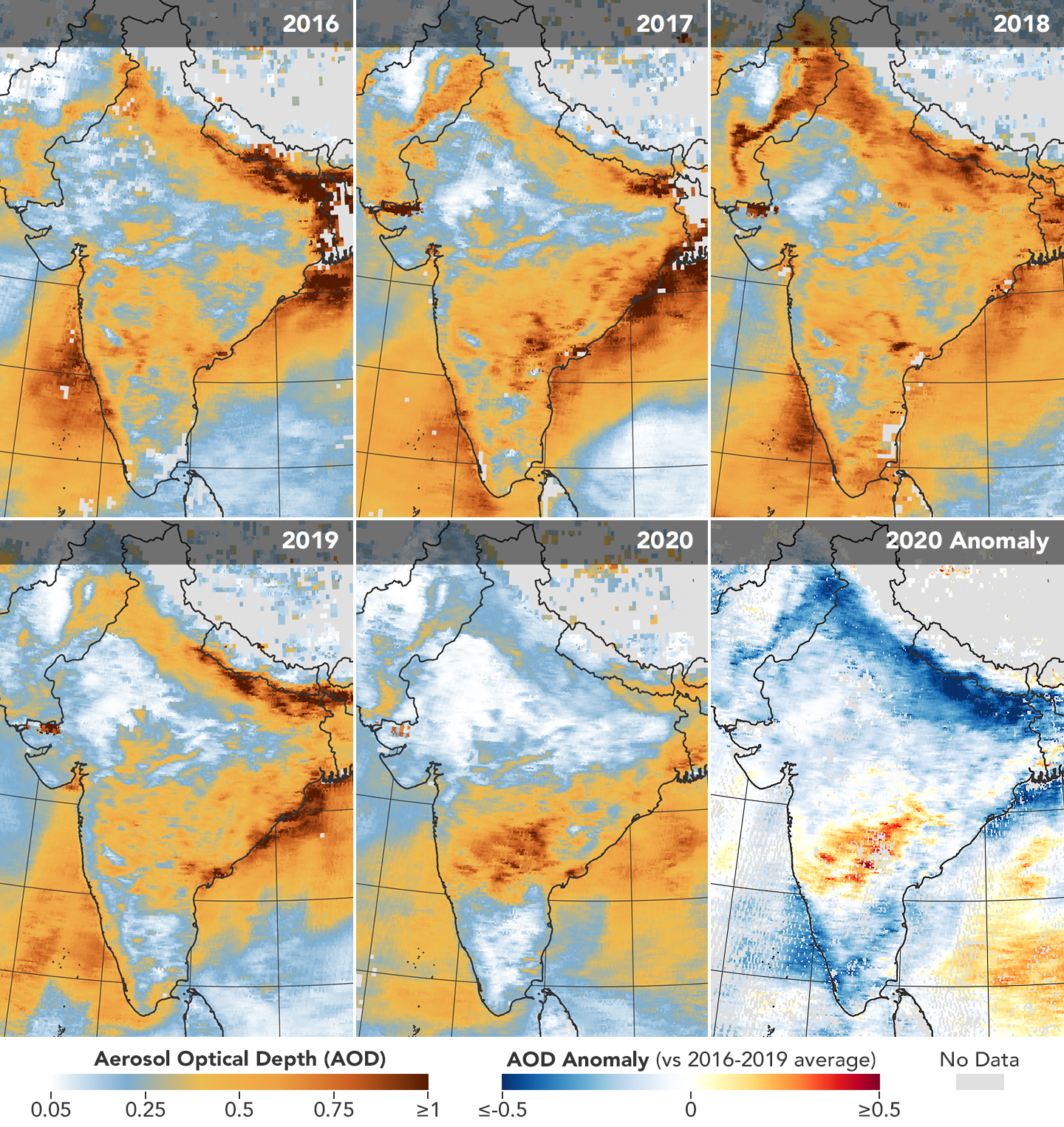 air pollution map of india Satellite Images Air Pollution In India Plummets Earth Earthsky air pollution map of india