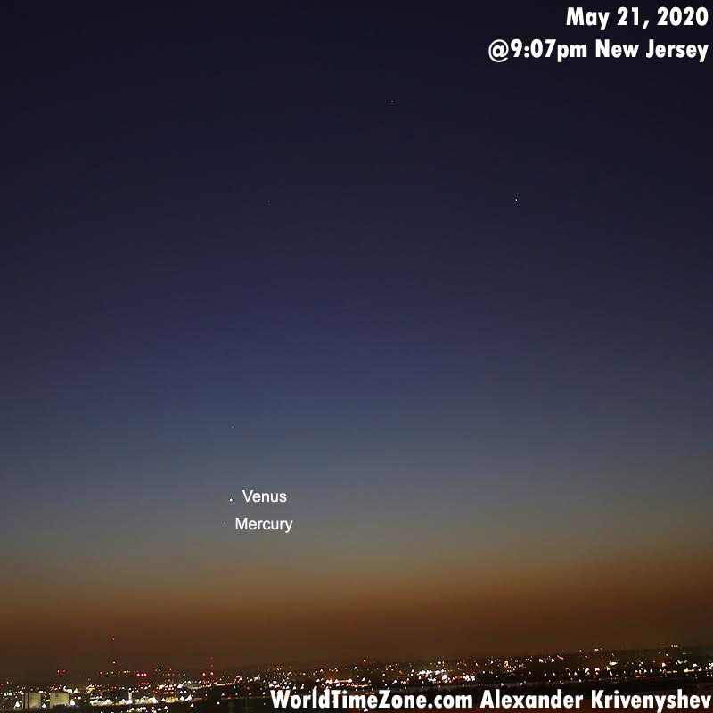 Venus and Mercury over New York City.