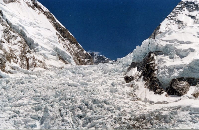A turbulent, icy ascent up a steep mountain slope.
