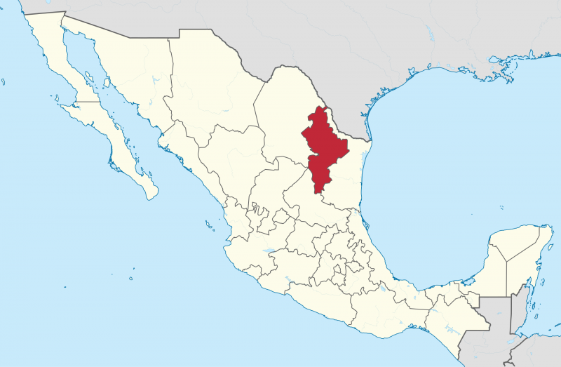 karta som visar platsen för Nuevo Leon i Mexiko.