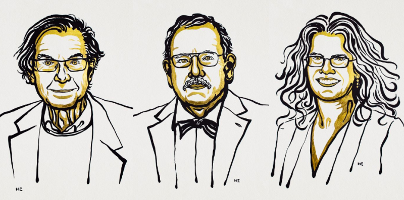 Drawings of three scientists.