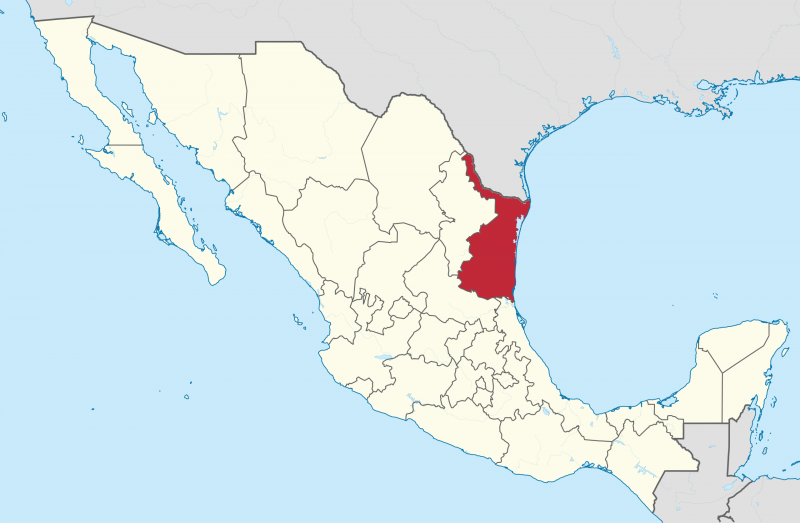 Harta arată locația Tamaulipas în Mexic.