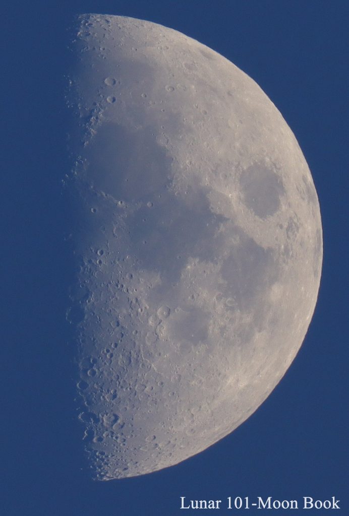 A moon just past 1st quarter.