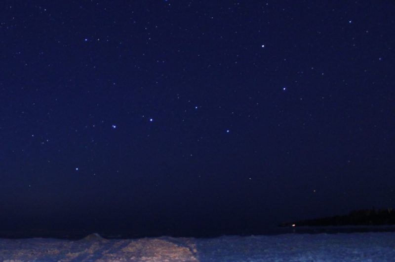 Big Dipper over frozen Lake Superior.