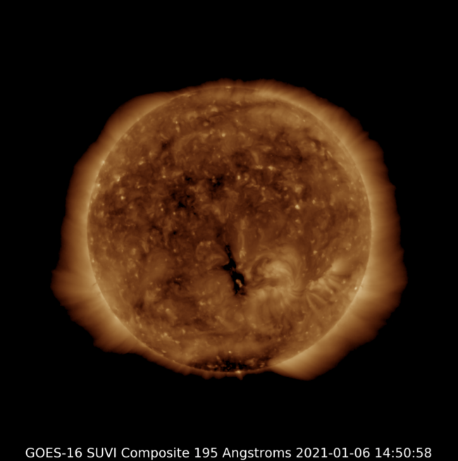 A more detailed image of the sun; it looks like a big ball of roiling gases.