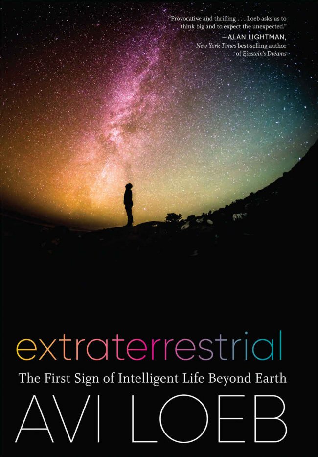 A human looking at a starry sky and Milky Way, with title and author's name below.