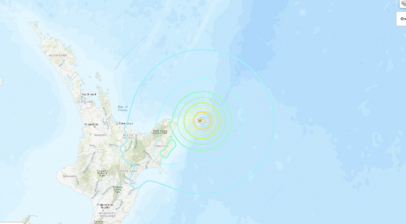 Map of New Zealand earthquake epicenter.