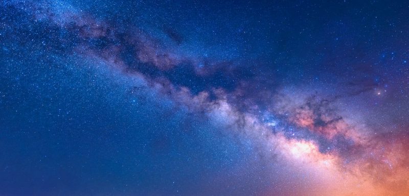 Clouds of Milky Way in blue and pink.