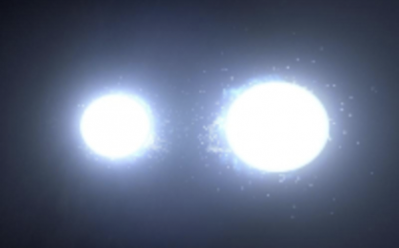 An image of 2 blue-white stars, one slightly larger than the other.