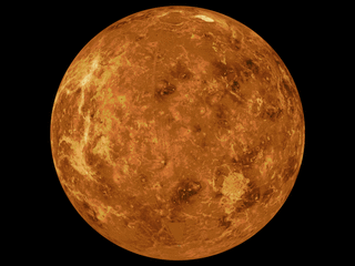 Rotating yellow ball, images from missions to Venus.