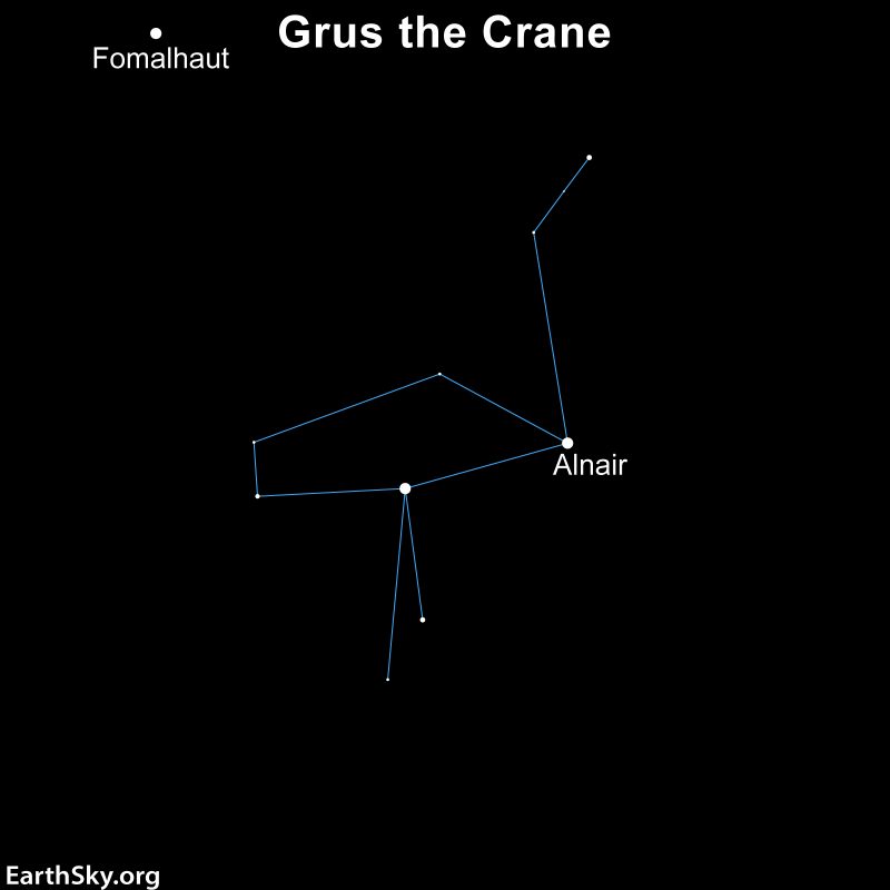 Star chart showing constellation Grus the Crane and star Fomalhaut.
