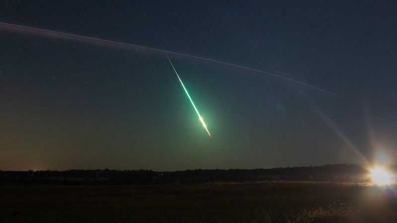  fireball meteor while photographing the SpaceX Falcon 9 Crew-3 launch in Central Virginia