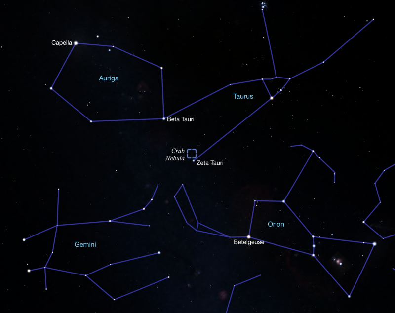 Crab nebula chart | EarthSky