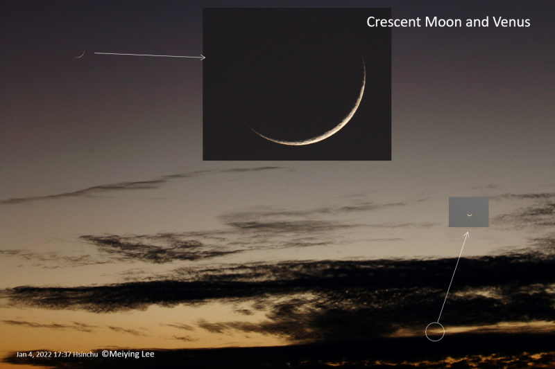 Crescent moon, crescent Venus