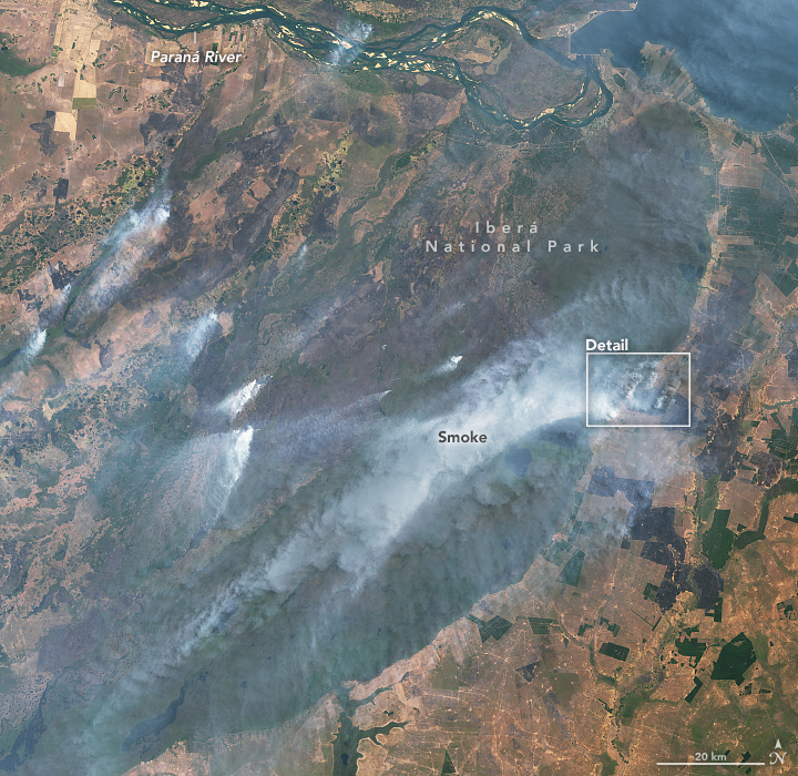 Wildfire risk: Space-based image of wildfires.