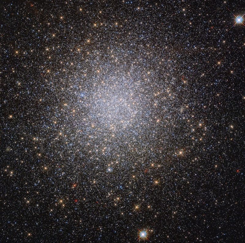 Spherical cluster of countless stars, growing more diffuse from the center outward.