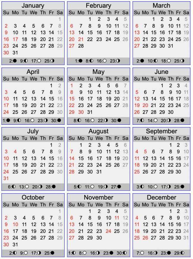 Calendar of 2022 with 12 squares.